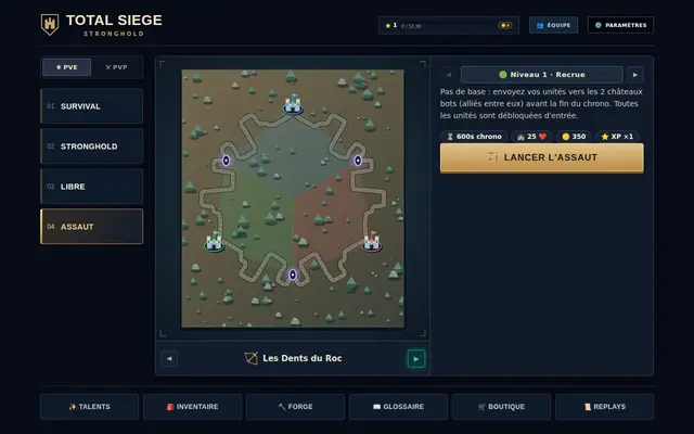 Le menu : choisissez votre mode, votre carte et votre difficulté.